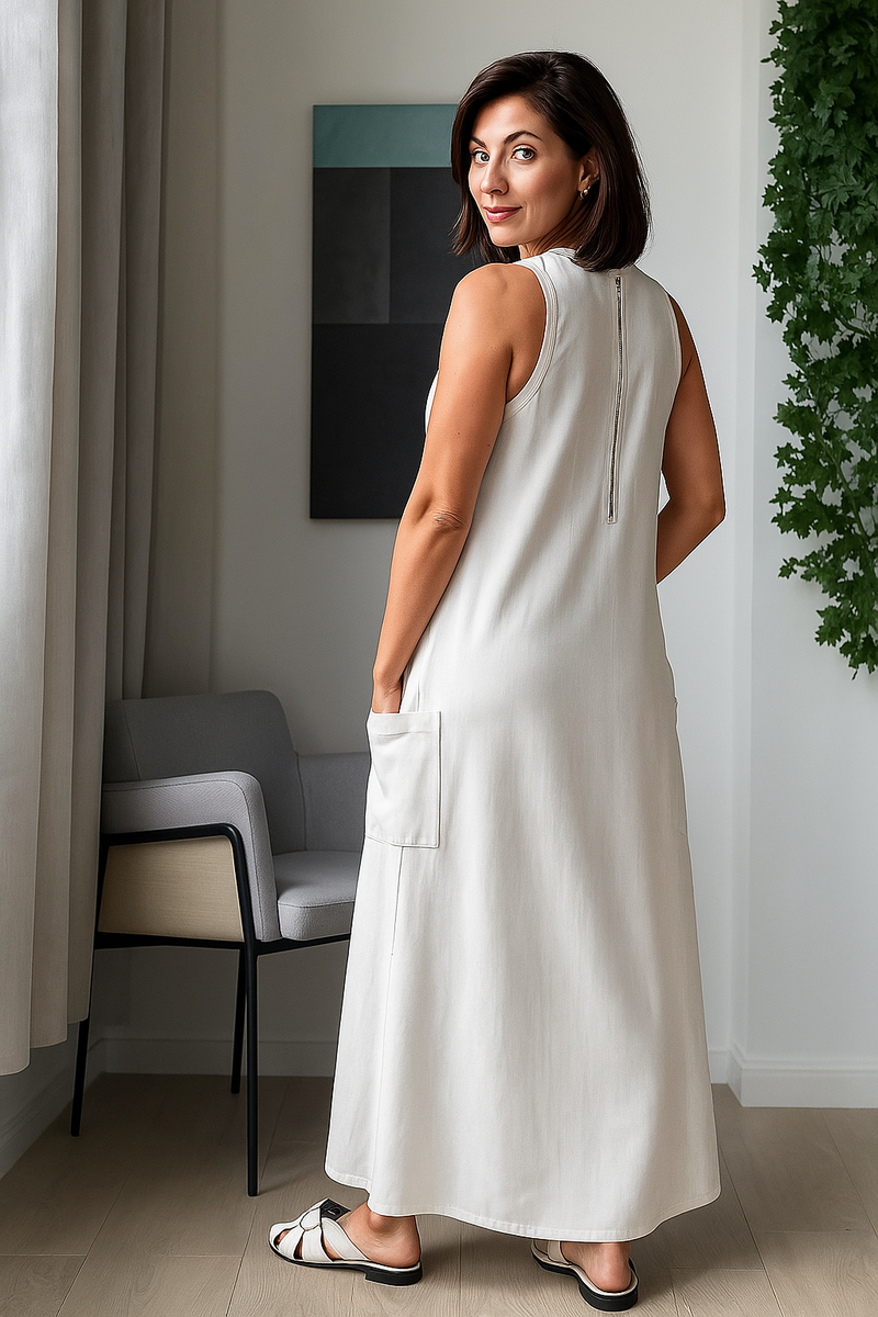 Vestido Boho Chic - Feito em 100% Linho Italiano + Colar de Brinde *Últimas Peças*