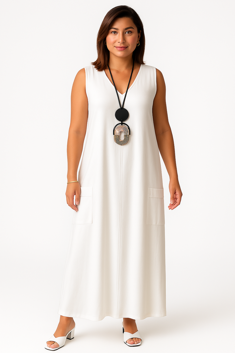 Vestido Boho Chic - Feito em 100% Linho Italiano + Colar de Brinde *Últimas Peças*