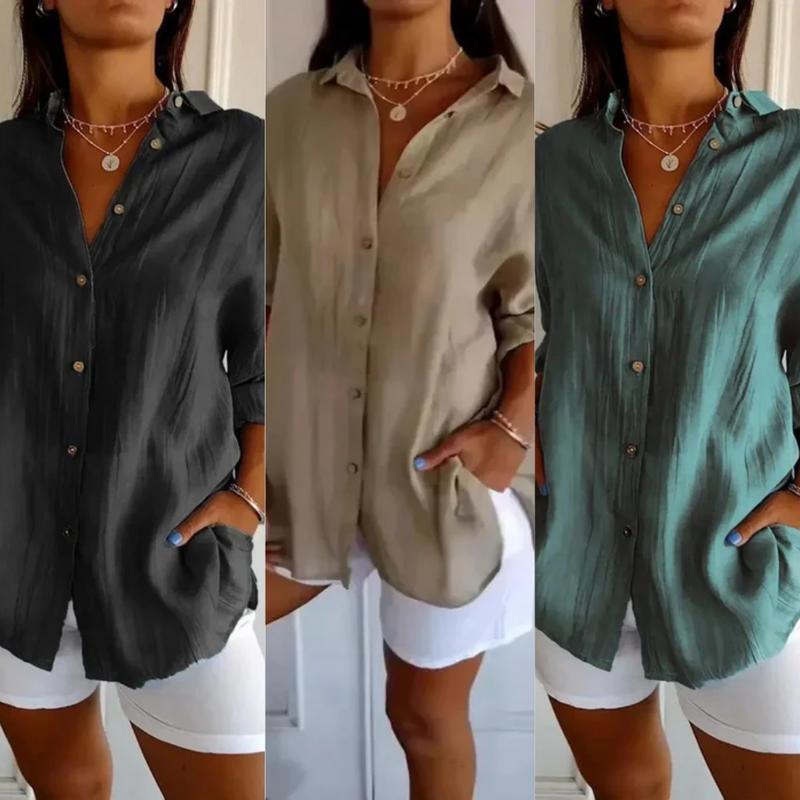 [Liquidação: Compre 1 e Leve 3] Camisa Ibiza em Linho de Algodão com Design Semi Plissado (cópia)