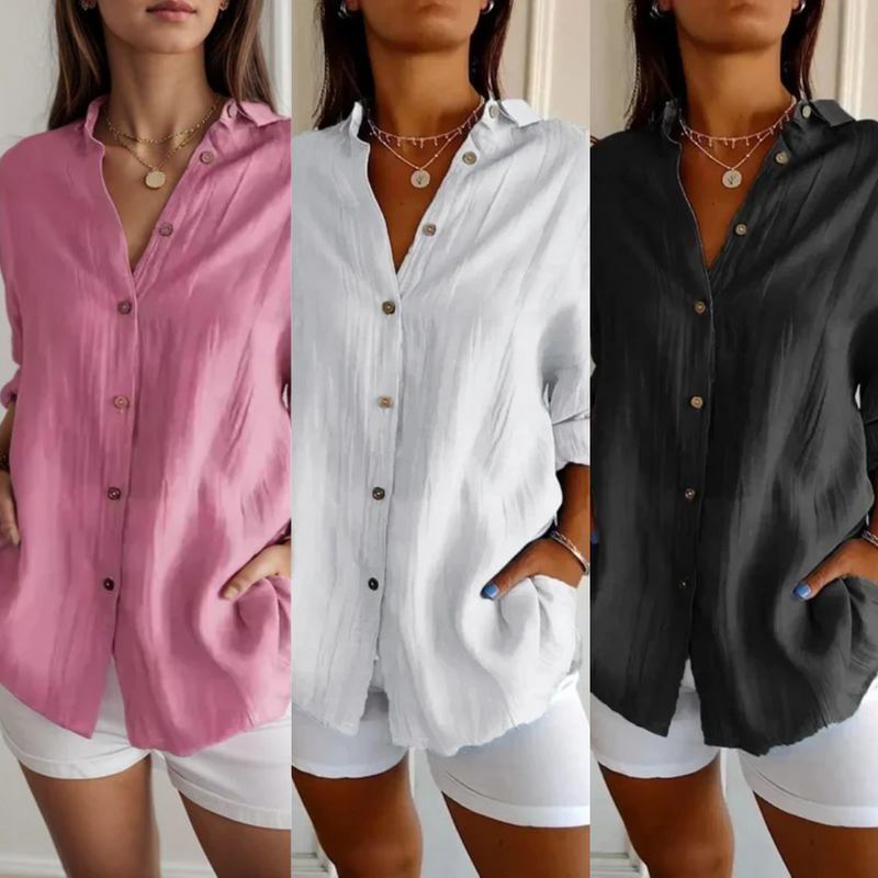 [Liquidação: Compre 1 e Leve 3] Camisa Ibiza em Linho de Algodão com Design Semi Plissado (cópia)