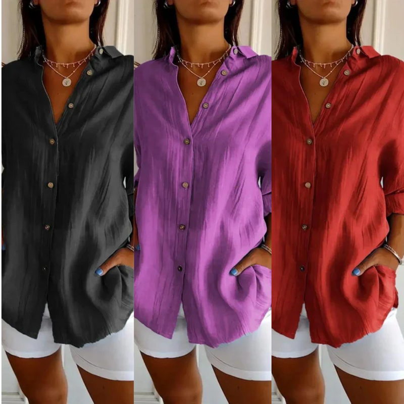 [Liquidação: Compre 1 e Leve 3] Camisa Ibiza em Linho de Algodão com Design Semi Plissado (cópia)
