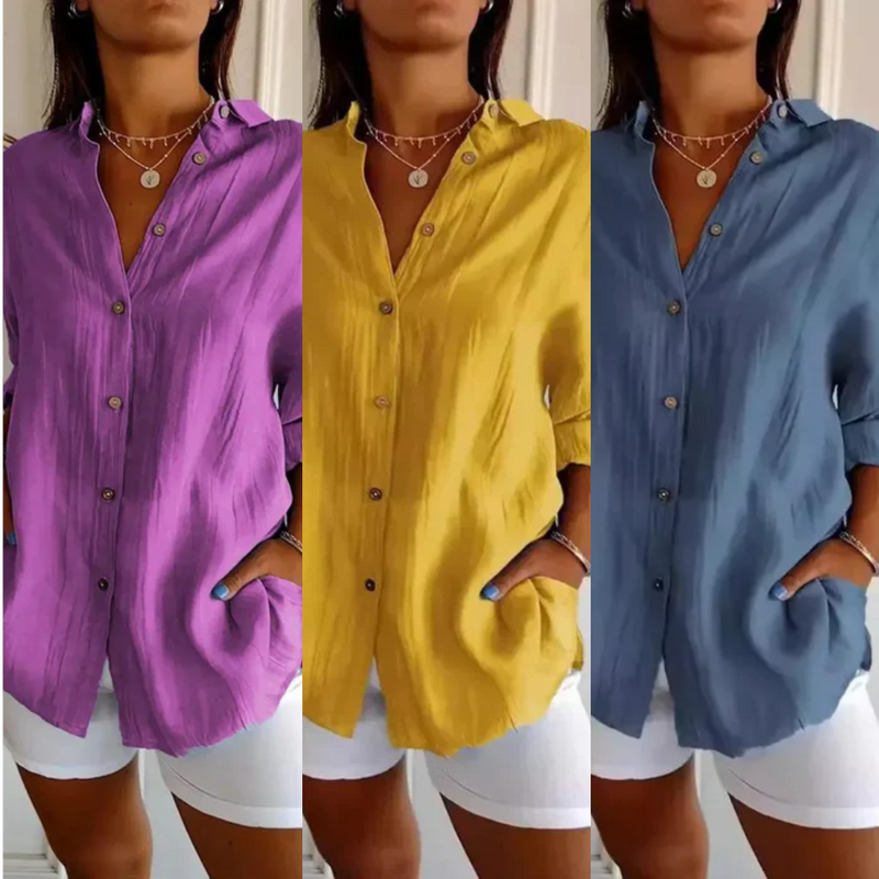 [Liquidação: Compre 1 e Leve 3] Camisa Ibiza em Linho de Algodão com Design Semi Plissado (cópia)