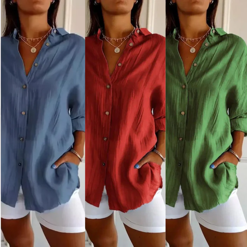 [Liquidação: Compre 1 e Leve 3] Camisa Ibiza em Linho de Algodão com Design Semi Plissado (cópia)