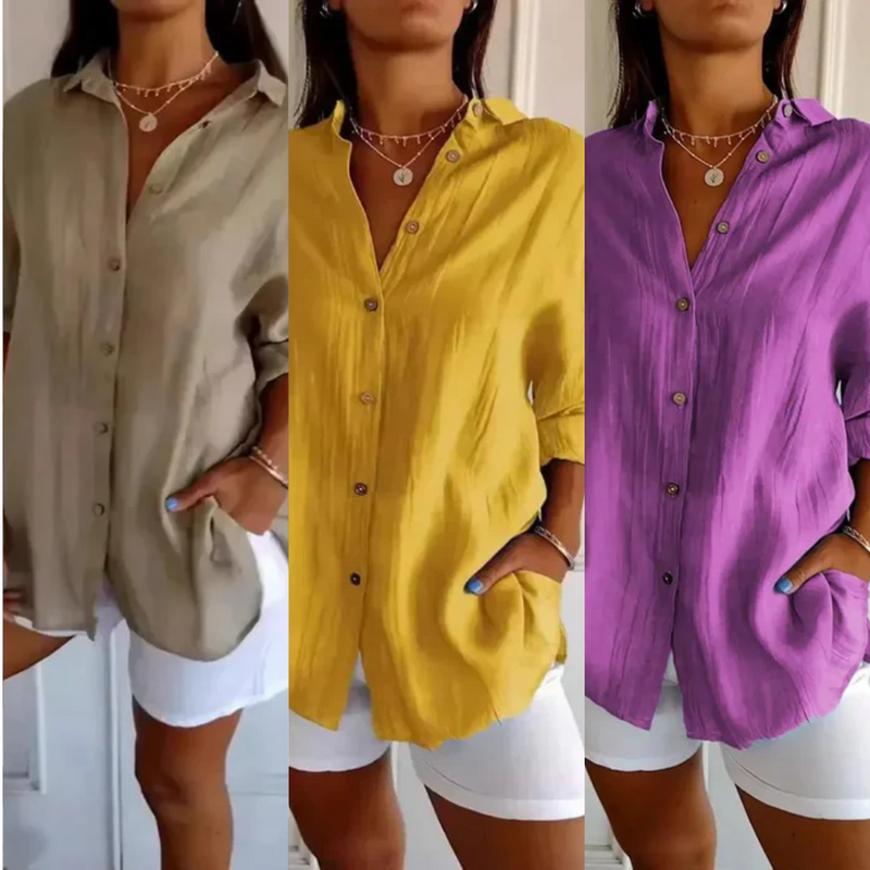 [Liquidação: Compre 1 e Leve 3] Camisa Ibiza em Linho de Algodão com Design Semi Plissado (cópia)