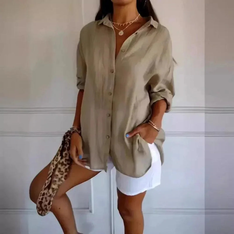 [Liquidação: Compre 1 e Leve 3] Camisa Ibiza em Linho de Algodão com Design Semi Plissado (cópia)