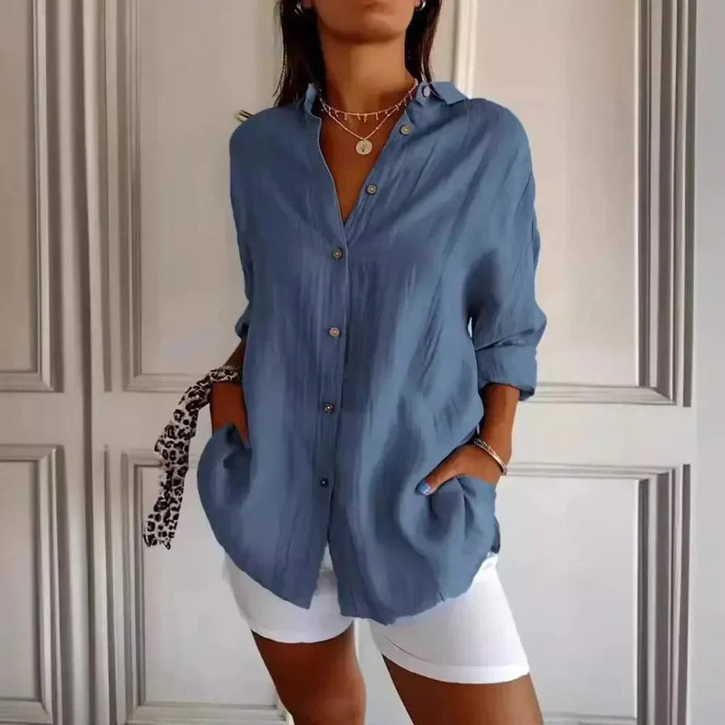 [Liquidação: Compre 1 e Leve 3] Camisa Ibiza em Linho de Algodão com Design Semi Plissado (cópia)