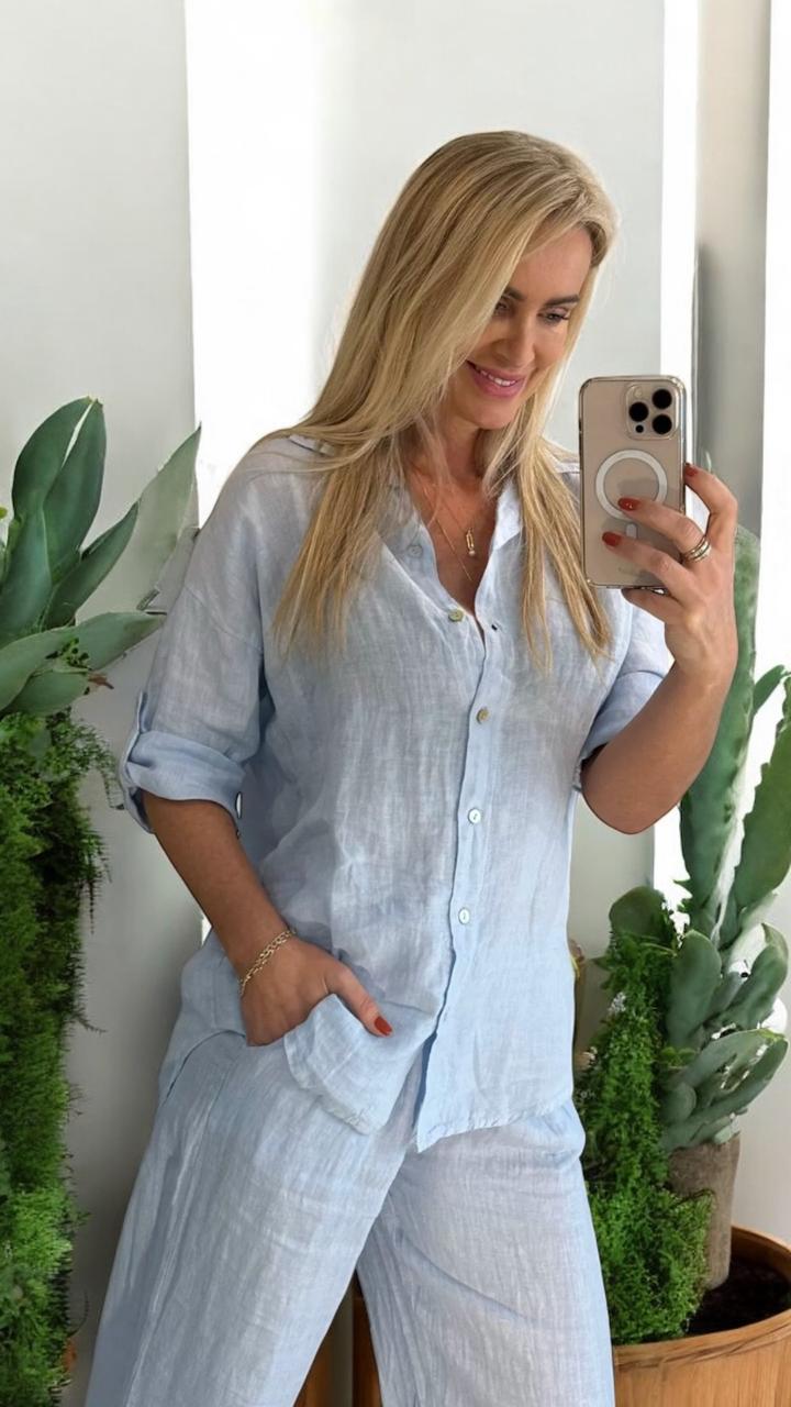 Conjunto Calça e Camisa em Linho Italiano | Queima de Estoque