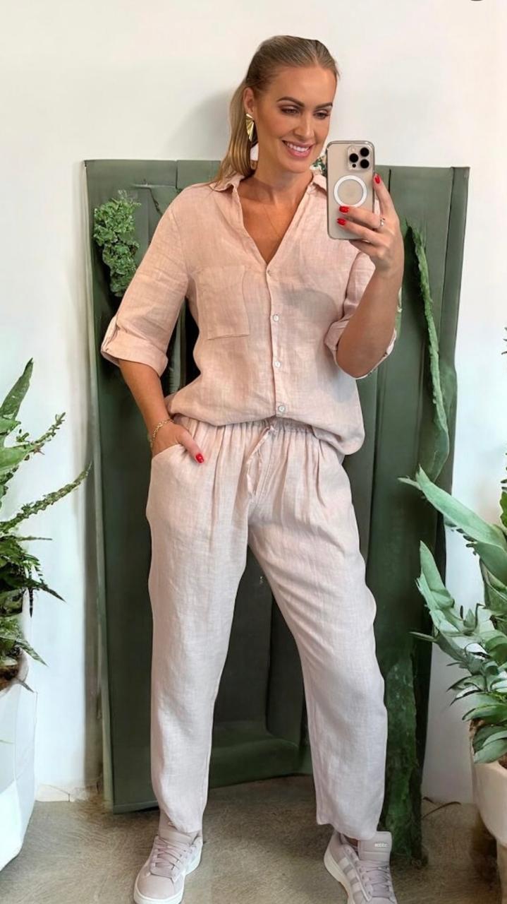 Conjunto Calça e Camisa em Linho Italiano | Queima de Estoque
