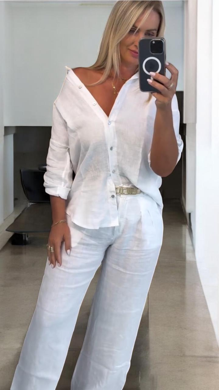Conjunto Calça e Camisa em Linho Italiano | Queima de Estoque