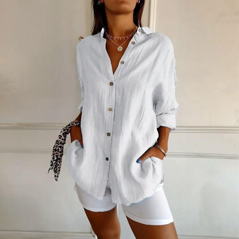 [Liquidação: Compre 1 e Leve 3] Camisa Ibiza em Linho de Algodão com Design Semi Plissado (cópia)