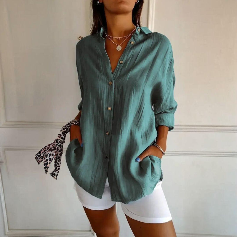 [Liquidação: Compre 1 e Leve 3] Camisa Ibiza em Linho de Algodão com Design Semi Plissado (cópia)